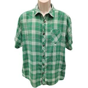 The North Face XL (?) Green plaid short sleeve lightweight flannel *FLAW* casual